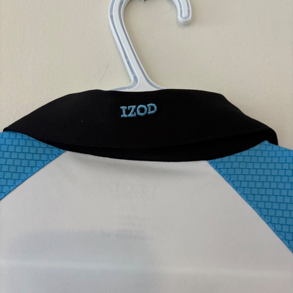 Ladies Large IZOD Perform Cool FX  Golf Shirt Blue Color Block preppy golf sport - Picture 7 of 13
